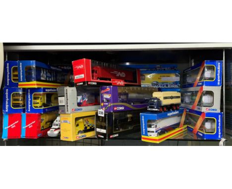 WHOLE SHELF OF BOXED CORGI ND SUPER HAULER'S DIECAST MODELS