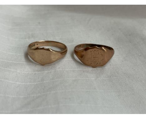 9CT ROSE GOLD SIGNET RING AND ONE OTHER 7.1G OVERALL SIZES P/Q