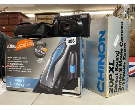 CHINON 20 PXL CAMERA, ONE OTHER CAMERA AND CLARKE GROOMING KIT
