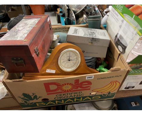 BOX - MANTLE CLOCK, DECORATIVE BOX, IRISH HANDMADE GLASS AND VARIOUS CERAMICS