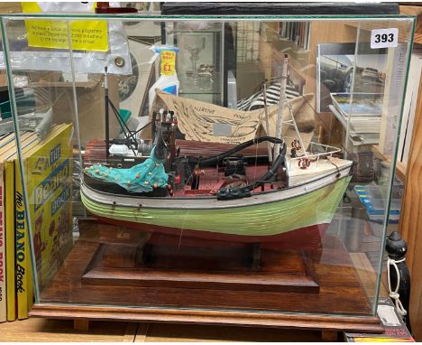 CASED SCALE MODEL OF FISHING TRAWLER 