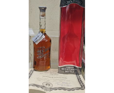 Jack Daniels. 1x 750ml bottle of Tennesse bicentennial whiskey in original box and with certificate. 