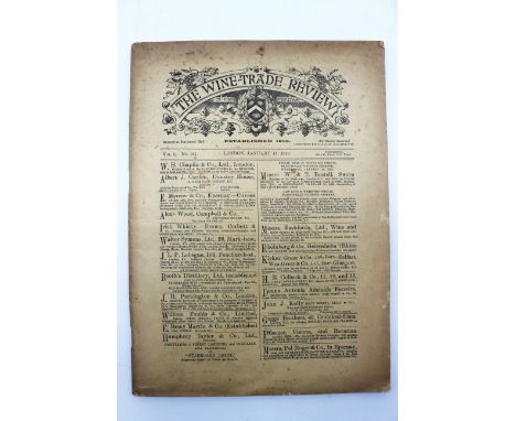 The Wine Trade Review, Established 1863, Vol.1, No.561, London January 15 1910, Collectors Item