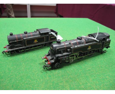 Two Hornby Dublo Three Rail BR Black Tank Steam Locomotives, standard tank 2-6-4 R/No 80054, plus class N2 0-6-2 R/No 69567, 