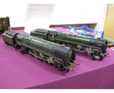Two Trix T.T.R 4--6-2 Britannia Class Steam Locomotives/6 Wheel Tenders, BR green R/No. 70000, one 2 rail/one 3 rail - both u