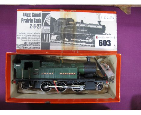OO Gauge/4mm White Metal Kit Built 2-6-2T Prairie Tank, Great Western green R/No 4410 - boxed built/painted to a very good st