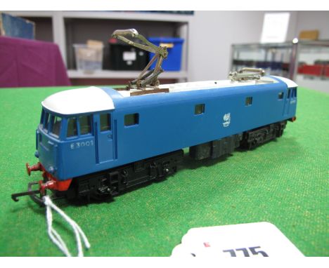 Tri-ang Ref R763 "OO" Gauge/4mm adapted 3 Rail Class 81 Bo-Bo Electric Locomotive, twin pantograph's, BR blue, R/No. E3001, u