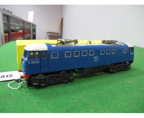 Hornby Dublo 2 Rail Ref No 3245 Bo-Bo Overhead Electric Locomotive, fitted pantographs, blue R/No E3002, very good condition 