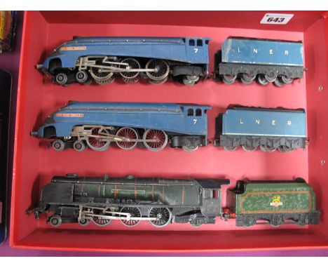 Three Hornby Dublo "OO" Gauge/4mm 2 Rail 4-6-2 Steam Locomotives and Tenders, 2 Class A4 "Sir Nigle Gresley", LNER blue R/No.