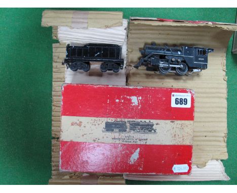Trix TTR Three Rail Ref 9/520 "American" Type 0-4-0 Steam Locomotive and Eight Wheel Tender, black R/No 4638, boxed, conditio
