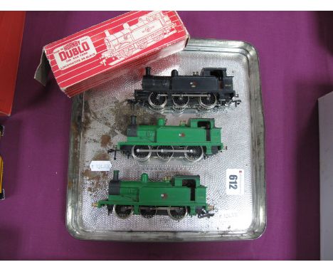 Three Hornby Dublo  Two Rail Class R1 0-6-0 Tank Steam Locomotives, one ref 2206 BR black R/No 31337, boxed, two ref 2207 BR 