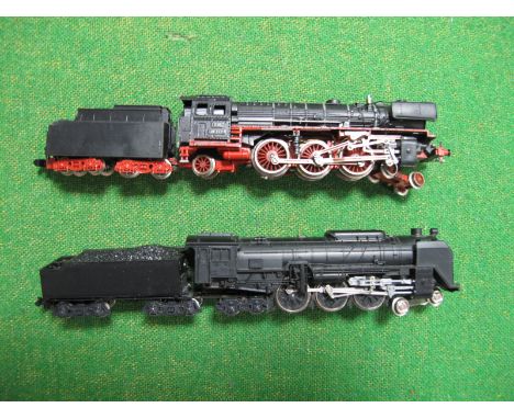 Two "N"Gauge DB Railway Steam Locomotives, unboxed Kato 4-6-4, eight wheel tender, very good condition, front bogie missing o