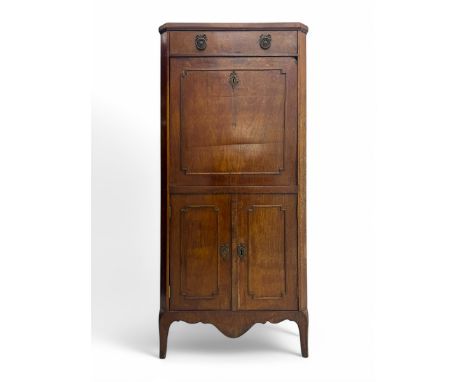 Early 19th century walnut secrétaire, rectangular top above full width drawer, hinged writing surface with green leather inse