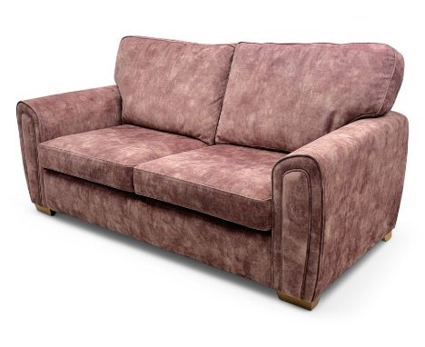 Contemporary Alstons ‘Memphis’ sofa bed, upholstered in ‘Dusk Velvet’ polyester blend, featuring broad arms, two seat cushion