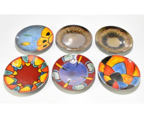 POOLE POTTERY; six&nbsp;modern bowls, various patterns to include 'Wild Poppy', diameter 26.5cm, also a similar Poole Studio 