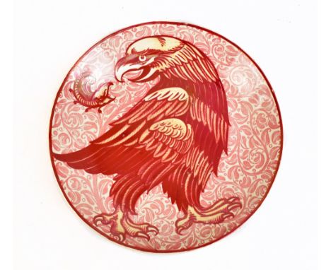WILLIAM DE MORGAN (1839-1917); an Arts and Crafts lustre bowl, decorated with a characterised eagle beside mythical creature,