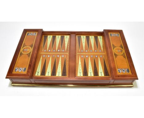 A contemporary hardwood backgammon board (lacking pieces).Additional InformationThe board is in good order, but as detailed t