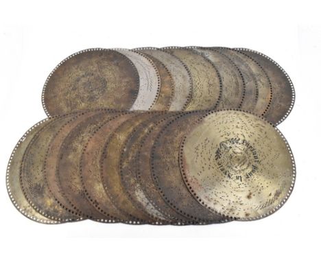 Twenty 15 1/2" Polyphon musical discs including 'I Can't Think Ob Nuthin' Else But You' by Harry Dacre, 'The Belle of New Yor