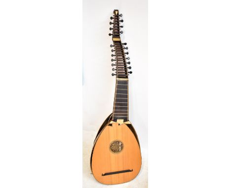 A 19th century fifteen course lute for restoration, in brass case.