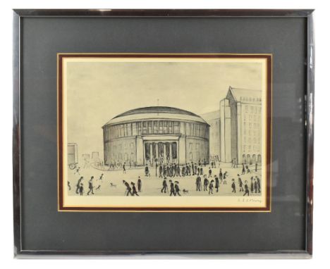 LAURENCE STEPHEN LOWRY RBA RA (1887-1976); a pencil signed limited edition print, 'Manchester Reference Library', with FATG b