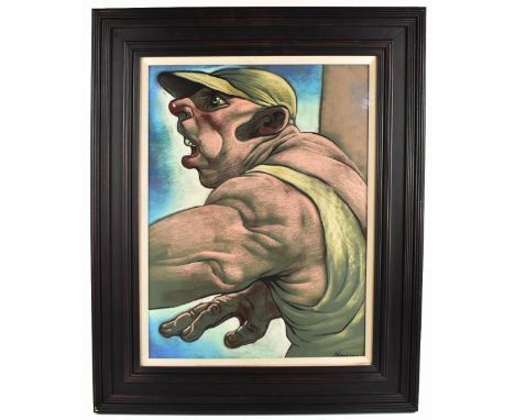 PETER HOWSON OBE (Scottish, born 1958); pastel, study of a gentleman wearing cap, signed, 58 x 43cm, framed and glazed. (D)Pr