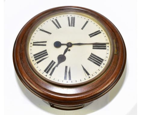 A 19th century oak drop dial wall clock of unusually large proportions, with fusee movement, the circular dial with Roman num