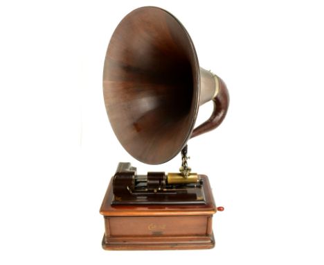 EDISON; a rare 'Opera' phonograph, with applied manufacturer's plaque Type S M, Model A, serial number 1711, the mahogany cas