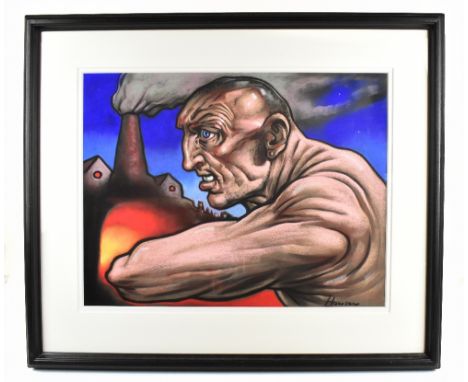 PETER HOWSON OBE (Scottish, born 1958); pastel, 'Steam and Power', signed, also inscribed and dated 2013 verso before framing