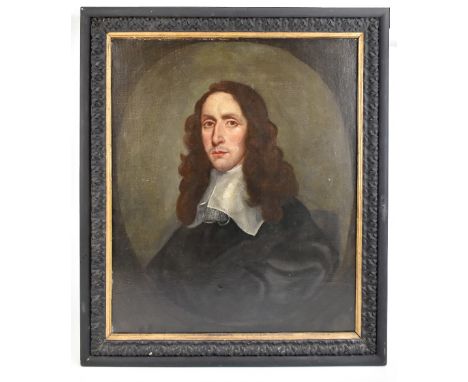 17TH CENTURY UNATTRIBUTED; a oil on relined canvas, portrait of a gentleman believed to be George Herbert, unsigned, inscribe