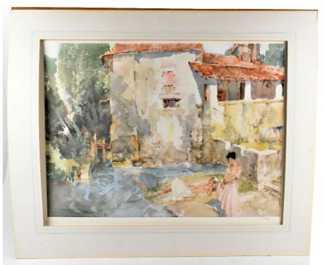 AFTER WILLIAM RUSSELL FLINT; a limited edition coloured print 'The Mill Pool', numbered 444/850, bearing blind stamp lower le