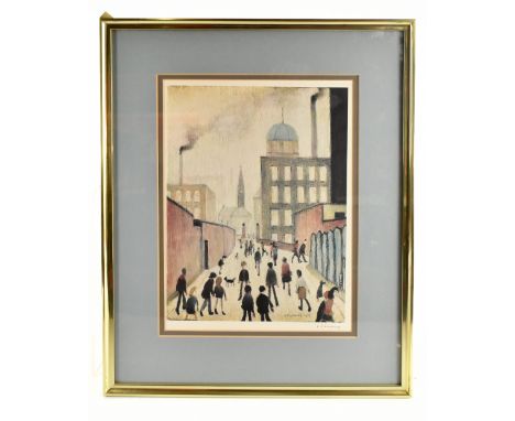 LAURENCE STEPHEN LOWRY RBA RA (1887-1976); a pencil signed limited edition print, ‘Mrs Swindell’s Picture’, with FATG blind s