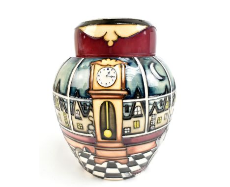 NICOLA SLANEY FOR MOORCROFT; a limited edition ginger jar and cover decorated in the 'Hickory Dickory Dock' pattern, impresse