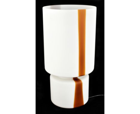 A circa 1980s Italian frosted glass lamp and shade, with single linear brown stripe, height 58.5cm, unmarked.Additional Infor