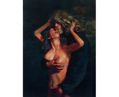 ROBERT O LENKIEWICZ (1941-2002); a large oil on canvas, 'Painter as Old Fool', painter with Yana Bernadette Trevail, signed, 