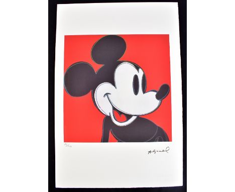        AFTER ANDY WARHOL; lithograph on wove Arches paper with deckled edges, ‘Mickey Mouse (Red)’ (1978), printed signature 