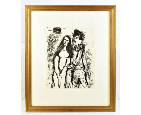 AFTER MARC CHAGALL; a lithograph on wove paper, 'Clown in Love/Le Clown Amoureux', circa 1963 from the unsigned edition, prin