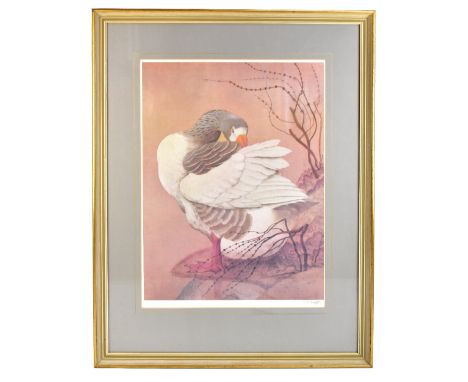 CHARLES FREDERICK TUNNICLIFFE (1901-1979); a pencil signed print, 'Graylag Goose', signed lower right, 60 x 43cm, framed and 
