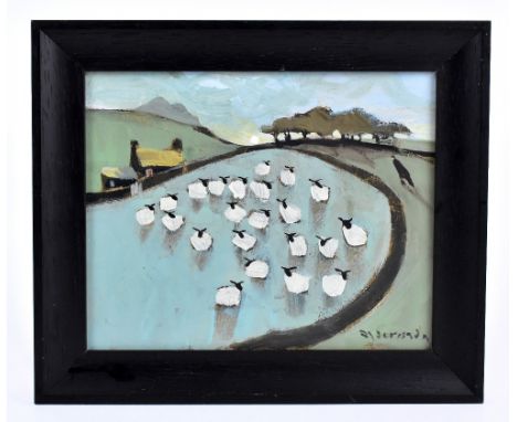DAVID ALDERMAN; acrylic on board, 'Evening Light with the Roaches', signed lower right, dated March 2015 verso, 19 x23.5cm, f