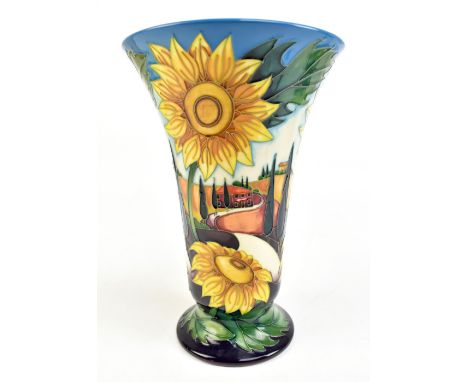 SIAN LEAPER FOR MOORCROFT;&nbsp; a limited edition trumpet vase decorated in the 'White Road to Tuscany' pattern, signed and 