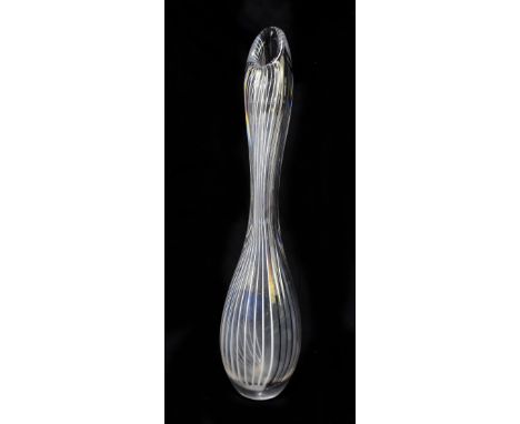 VICKE LINDSTRAND (1904-1983) FOR KOSTA; a contemporary glass vase in the manner of Vicke Lindstrand, with internal linear dec