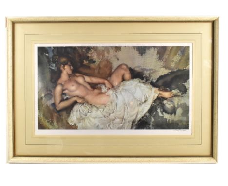 SIR WILLIAM RUSSELL FLINT (1880-1969); a signed limited edition coloured print, female nude, signed in pencil lower right, wi