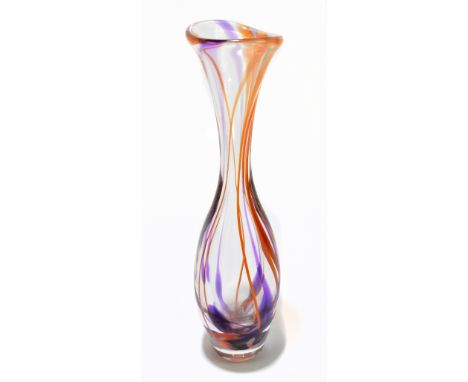 MAX VERBOEKET; a contemporary art glass vase with internal linear decoration, signed to base, height 31cm.Additional Informat