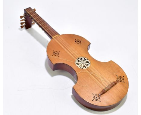 ANDREW SCHMID, NRI MANCHESTER 1980; a modern interpretation of a vielle with lute-type neck, length of back 36.5cm, overall l