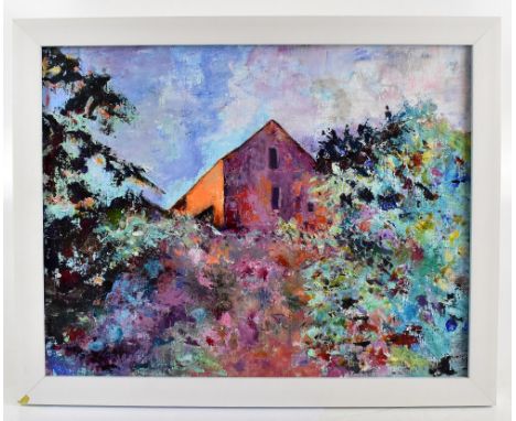 JAN WALDRON; acrylic on canvas, 'Suffolk Barn, 2008', signed and titled verso, 38.5 x 48.5cm, framed. (D)Additional Informati