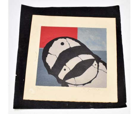 PIERRE DMITRIENKO (1925-1974); pencil signed limited edition lithograph, abstract, signed, 53/95, 49.5 x 50cm, unframed. (D)A