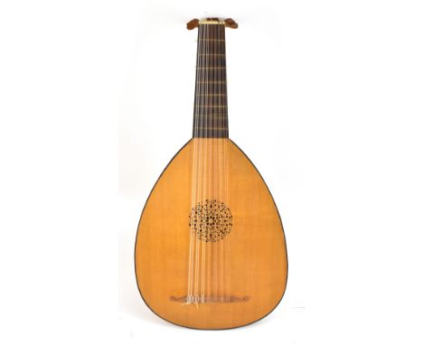 JOHN H DUNCALF NRI; a Baroque style lute, Manchester 1976, with hard case.