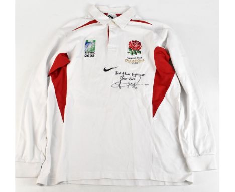 JOHNNY WILKINSON; an England Rugby Nike World Cup 2003 Champions Edition home shirt, signed and further inscribed 'Best of lu