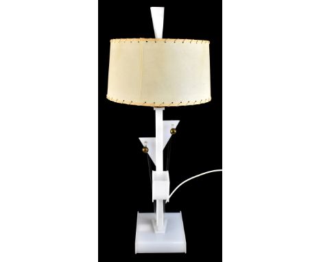 MOSS LAMP; an American plexiglass table lamp in the Art Deco style with applied gilt metal balls, height 83cm.Footnote: A sim