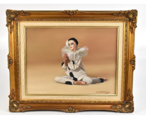 VINCENT MCROY; oil on canvas, study of a pierrette, signed lower right, 29.5 x 39.5cm, framed. (D)Additional InformationImage