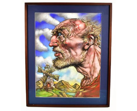 PETER HOWSON OBE (Scottish, born 1958); pastel, 'Tilting at Windmills', signed, 65 x 50cm, framed and glazed. (D)Provenance: 